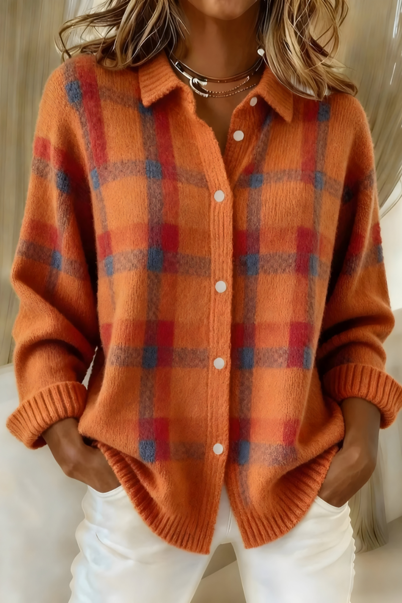 Shopia™ | Soft knit plaid cardigan