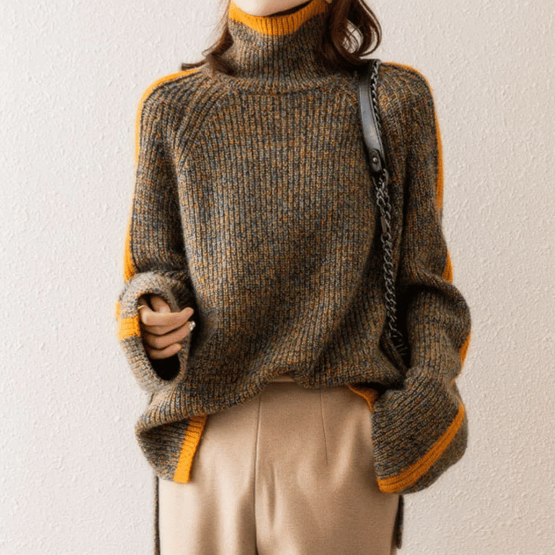 Ravelyn | Melange Knit Turtleneck Sweater