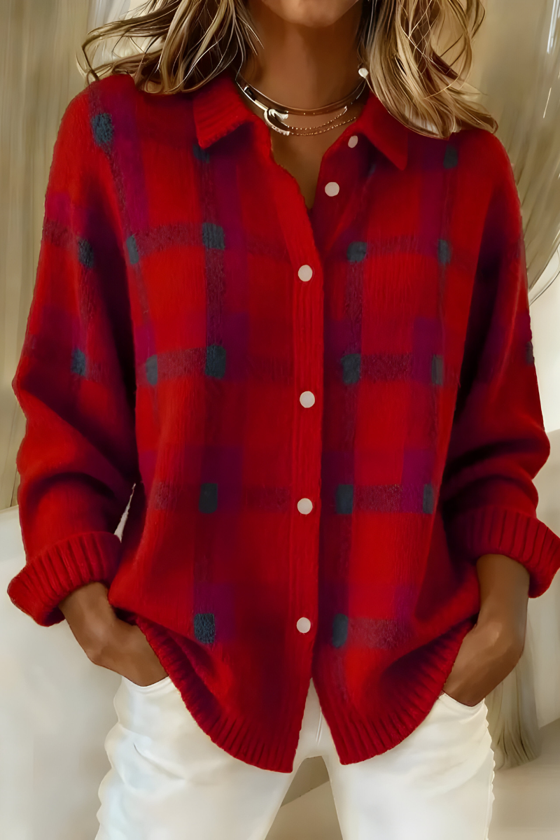 Shopia™ | Soft knit plaid cardigan